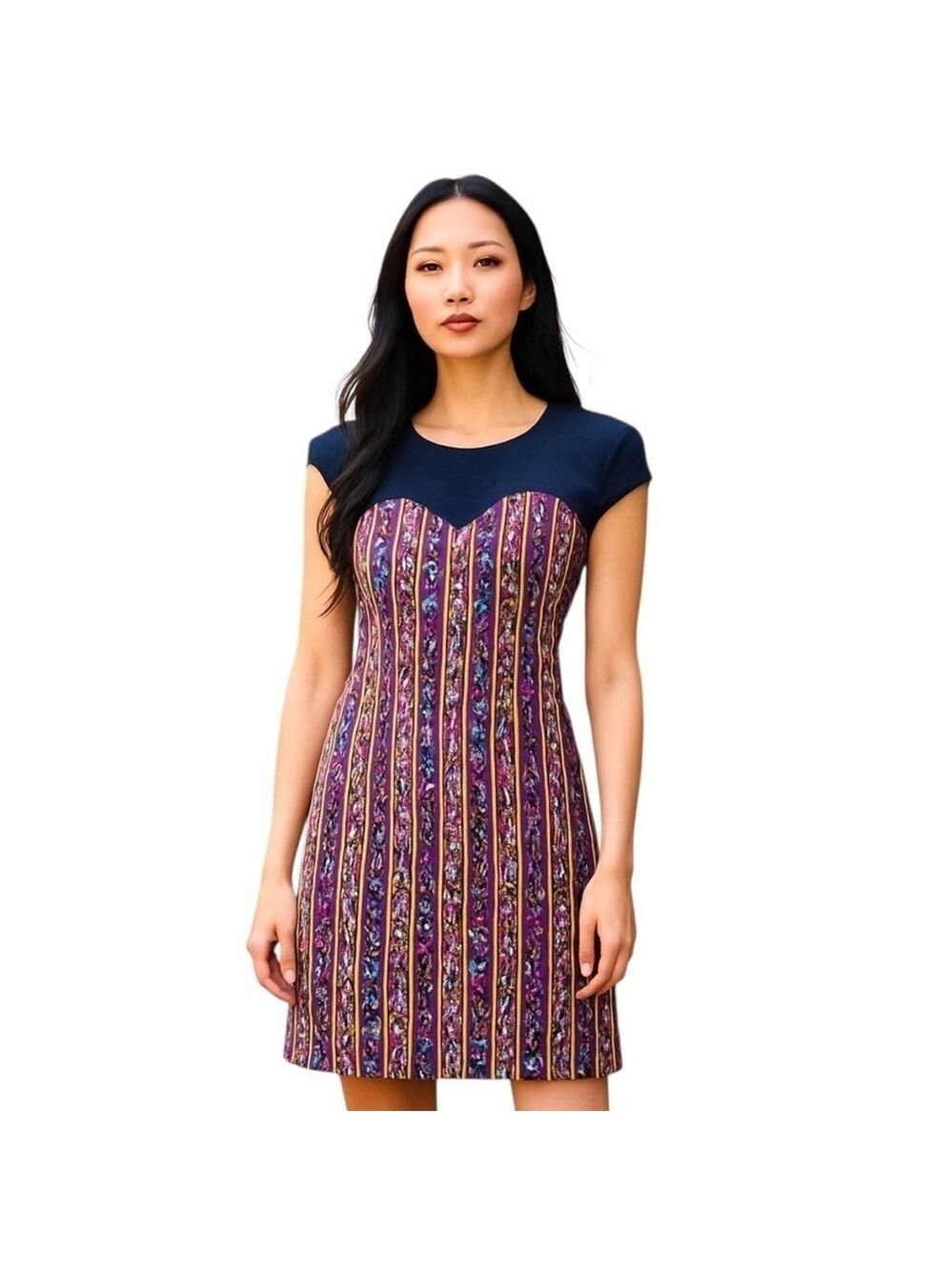 American Apparel  Bodycon Dress Size XS  Purple Mesh Illusion-neckline  Purple